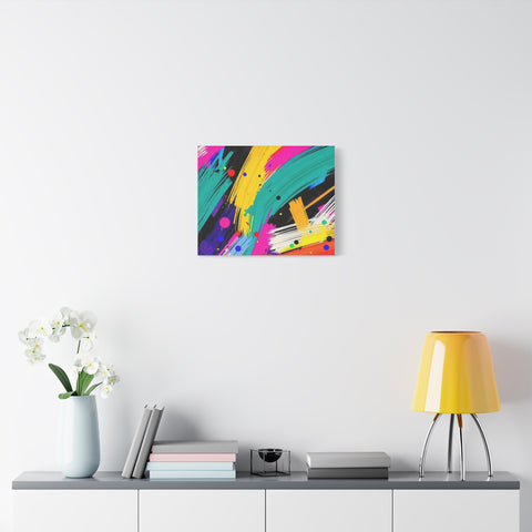 Abstract Neon Brushstroke Canvas Print — Colorful Modern Wall Art