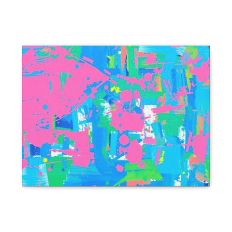 Neon Splash Abstract Canvas Print – Bright Pink & Aqua Modern Wall Art
