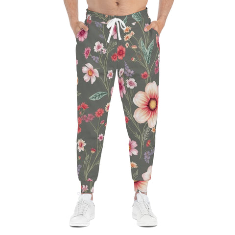 Floral Athletic Joggers — Vintage Meadow All-Over-Print Sweatpants