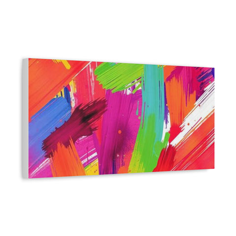Abstract Rainbow Brushstrokes Matte Canvas Wall Art — Vibrant Stretched 1.25"