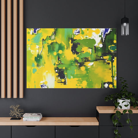 Abstract Green & Yellow Matte Canvas Print – Vibrant Modern Wall Art