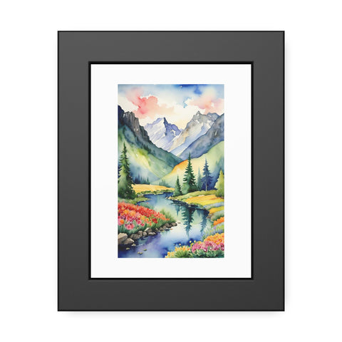 Mountain Meadow Watercolor Framed Poster