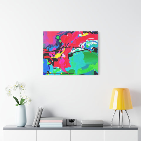 Abstract Neon Splash Matte Canvas Print — Vibrant Colorful Stretched Wall Art