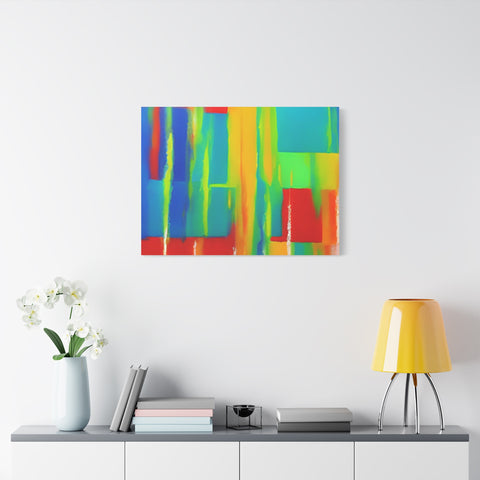 Abstract Rainbow Blocks Matte Canvas Print