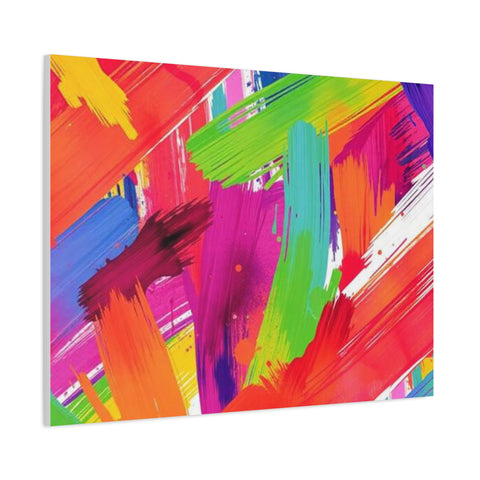 Abstract Rainbow Brushstrokes Matte Canvas Wall Art — Vibrant Stretched 1.25"