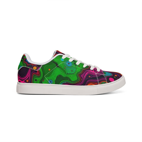 Low-Top Sneakers — Psychedelic Swirl Leather Design