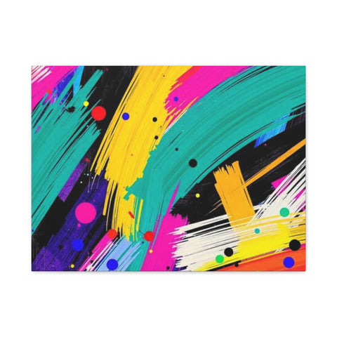 Abstract Neon Brushstroke Canvas Print — Colorful Modern Wall Art