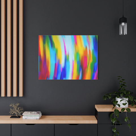 Abstract Rainbow Waves Matte Canvas Print — Vibrant Colorful Wall Art