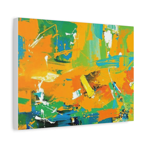 Abstract Orange & Green Canvas Art — Vibrant Modern Wall Decor