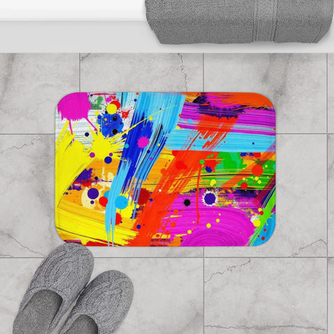 Color Splash Bath Mat — Vibrant Abstract Paint Splash Bathroom Rug