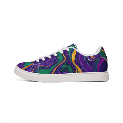 Low-Top Sneakers — Psychedelic Marble Swirl Leather