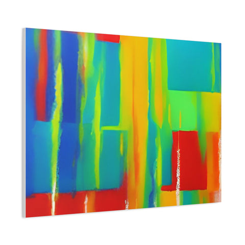 Abstract Rainbow Blocks Matte Canvas Print