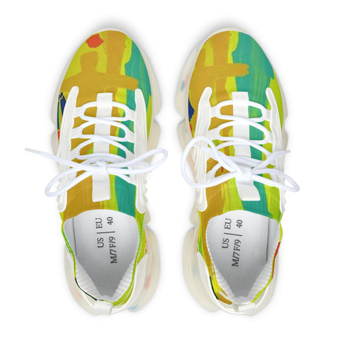 Women's Colorful Mesh Sneakers — Vibrant Abstract Athletic Shoes