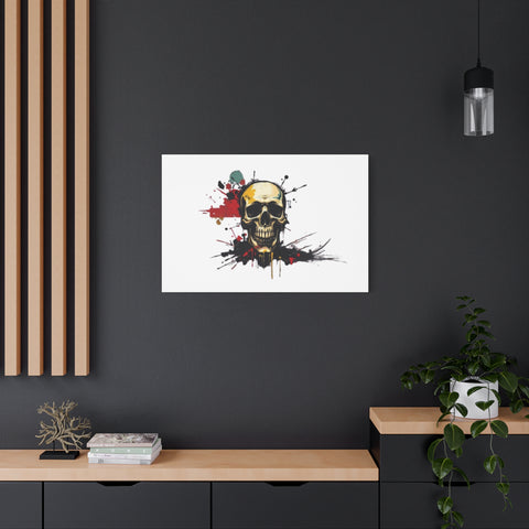 Skull Splash Art Canvas — Grunge Skull Wall Decor, Edgy Gothic Home Accent