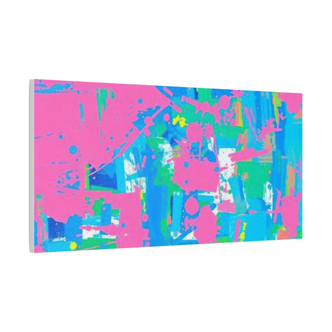 Neon Splash Abstract Canvas Print – Bright Pink & Aqua Modern Wall Art