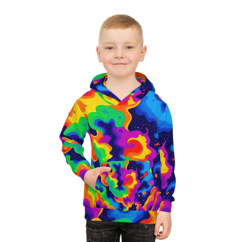 Kids Hoodie — Vibrant Rainbow Psychedelic All-Over Print