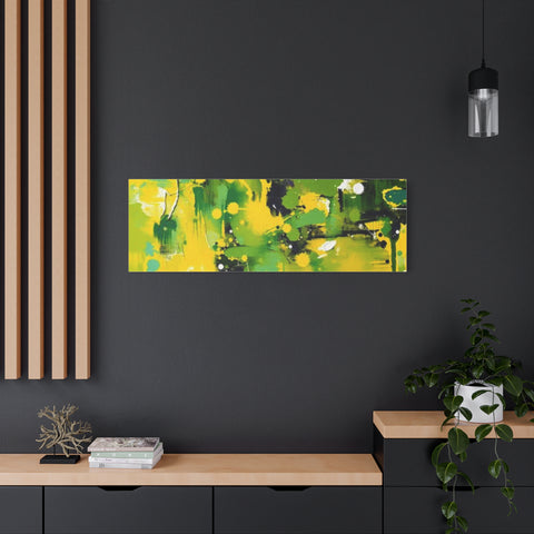 Abstract Green & Yellow Matte Canvas Print – Vibrant Modern Wall Art