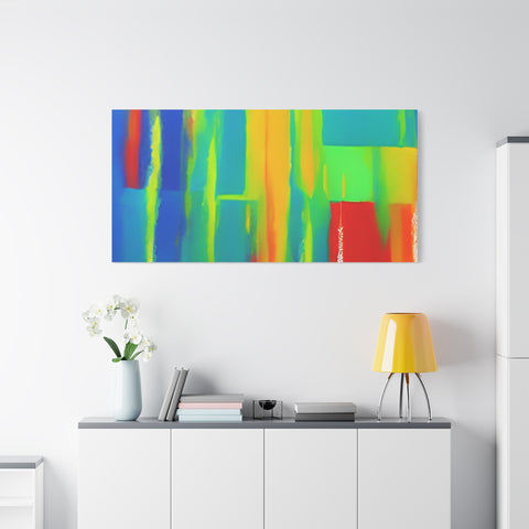 Abstract Rainbow Blocks Matte Canvas Print