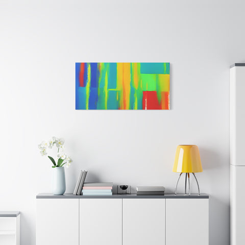 Abstract Rainbow Blocks Matte Canvas Print
