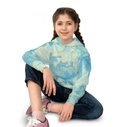 Kids Hoodie - Blue Watercolor Camo All-Over Print