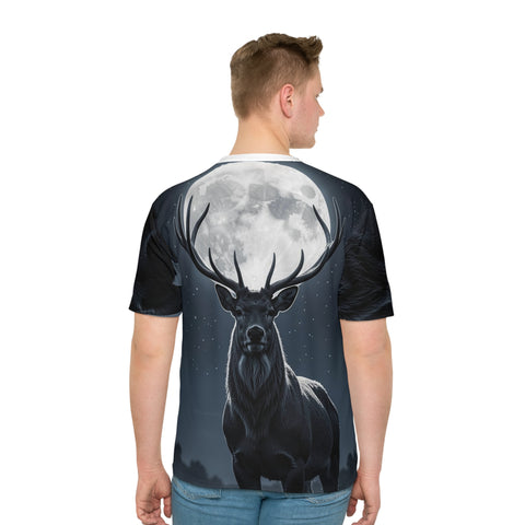 Stag Moon Graphic Tee — Men’s Loose All-Over Print T-Shirt