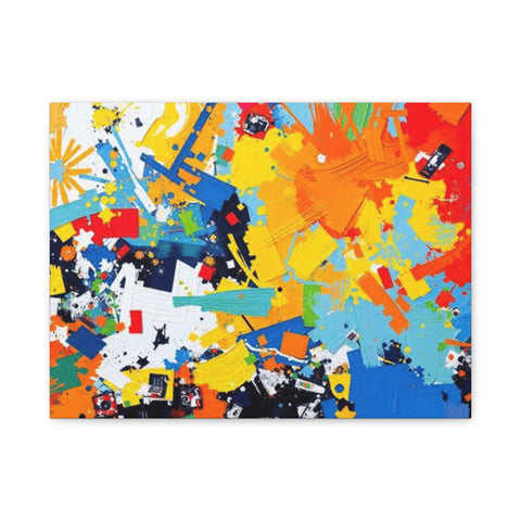 Abstract Splash Colorful Matte Canvas Wall Art – Vibrant Modern Stretched Print