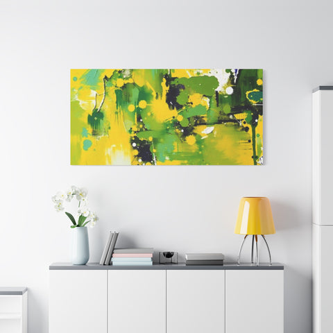 Abstract Green & Yellow Matte Canvas Print – Vibrant Modern Wall Art