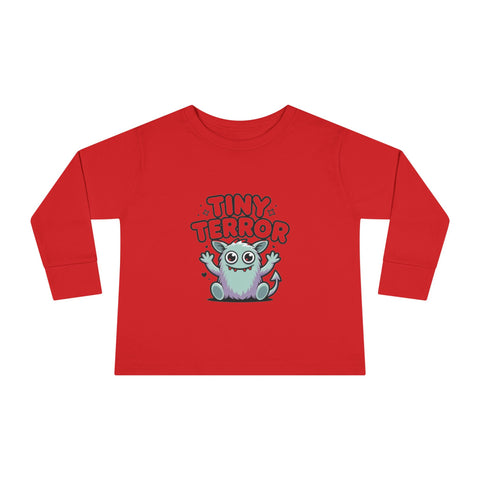 Toddler Tee — "Tiny Terror" Cute Monster Long-Sleeve Shirt