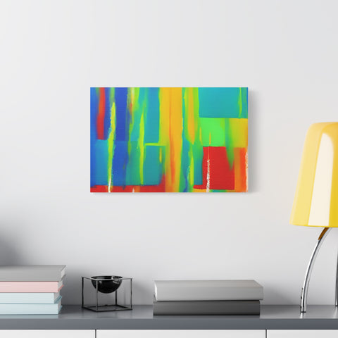 Abstract Rainbow Blocks Matte Canvas Print