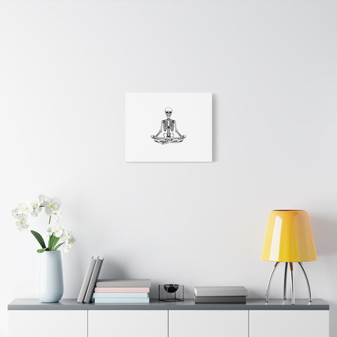 Yoga Skeleton Canvas Print — Meditating Skeleton Wall Art, Minimalist Gothic Home Decor