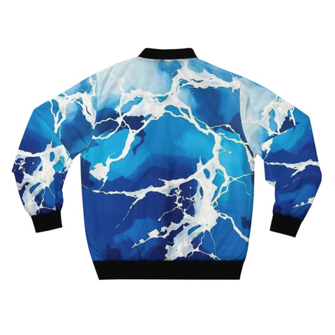 Blue Ocean Wave Bomber Jacket