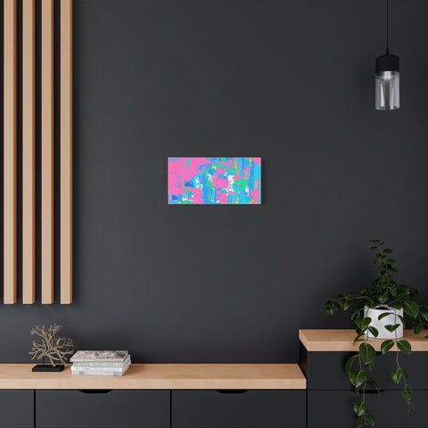 Neon Splash Abstract Canvas Print – Bright Pink & Aqua Modern Wall Art