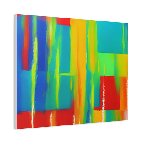 Abstract Rainbow Blocks Matte Canvas Print