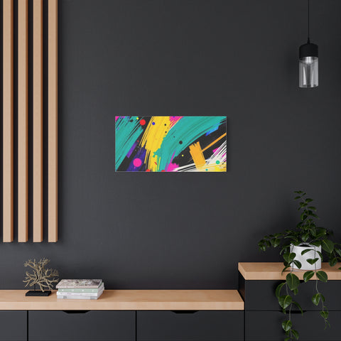 Abstract Neon Brushstroke Canvas Print — Colorful Modern Wall Art