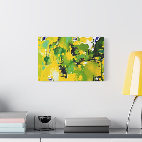 Abstract Green & Yellow Matte Canvas Print – Vibrant Modern Wall Art