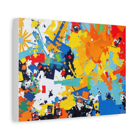Abstract Splash Colorful Matte Canvas Wall Art – Vibrant Modern Stretched Print