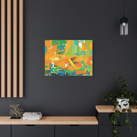 Abstract Orange & Green Canvas Art — Vibrant Modern Wall Decor