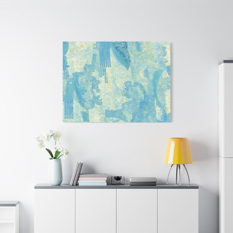 Abstract Aqua Brushstroke Canvas Print — Coastal Blue Wall Art
