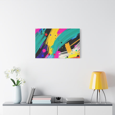 Abstract Neon Brushstroke Canvas Print — Colorful Modern Wall Art