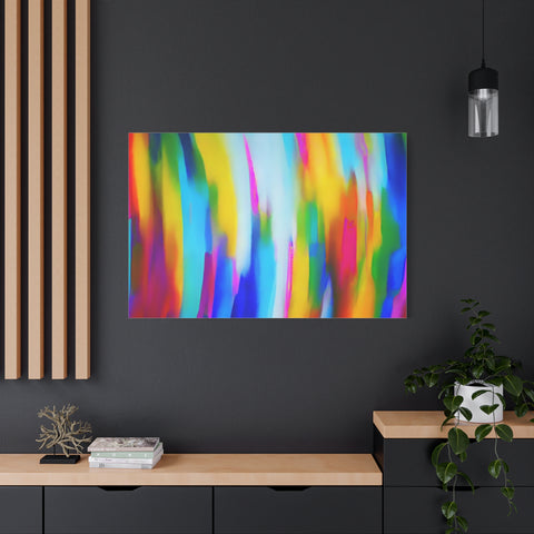 Abstract Rainbow Waves Matte Canvas Print — Vibrant Colorful Wall Art