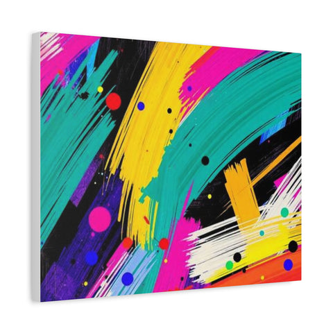 Abstract Neon Brushstroke Canvas Print — Colorful Modern Wall Art