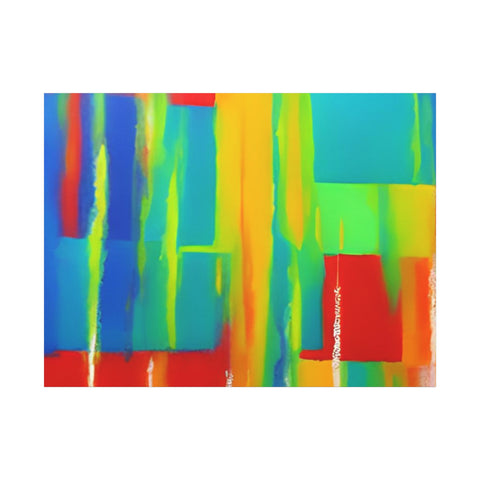 Abstract Rainbow Blocks Matte Canvas Print