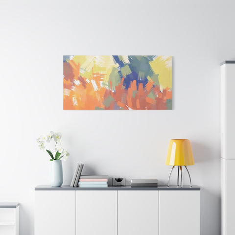 Abstract Colorful Brushstroke Matte Canvas Wall Art – Vibrant Orange & Green Stretched Print
