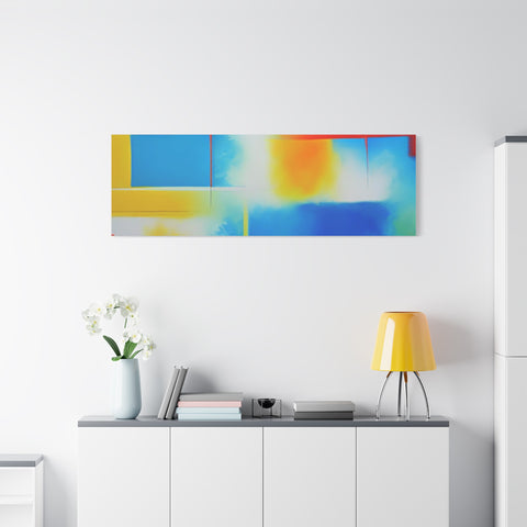 Abstract Color Field Matte Canvas Print — Vibrant Blue, Yellow & Red Stretched Wall Art