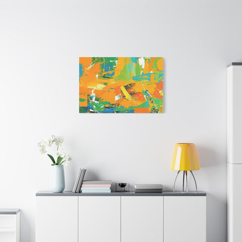 Abstract Orange & Green Canvas Art — Vibrant Modern Wall Decor