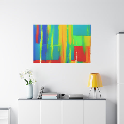 Abstract Rainbow Blocks Matte Canvas Print