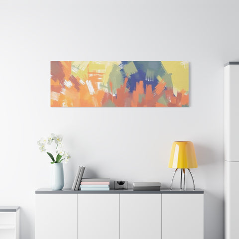 Abstract Colorful Brushstroke Matte Canvas Wall Art – Vibrant Orange & Green Stretched Print