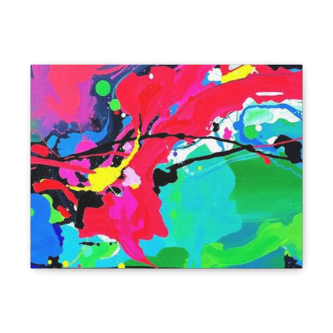 Abstract Neon Splash Matte Canvas Print — Vibrant Colorful Stretched Wall Art