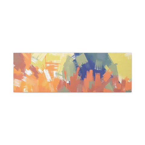 Abstract Colorful Brushstroke Matte Canvas Wall Art – Vibrant Orange & Green Stretched Print