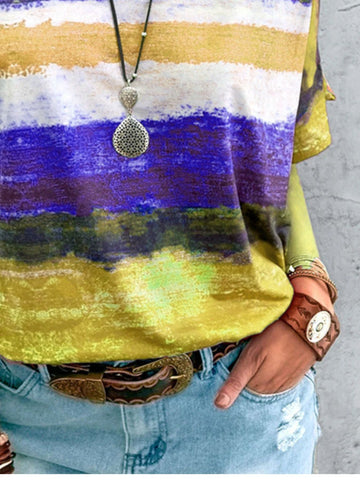 Contrast Round Neck Casual T-Shirt